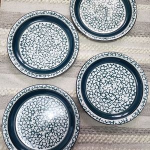 VINTAGE COUNTRY CROCK Green Marble Set of 4 Plates